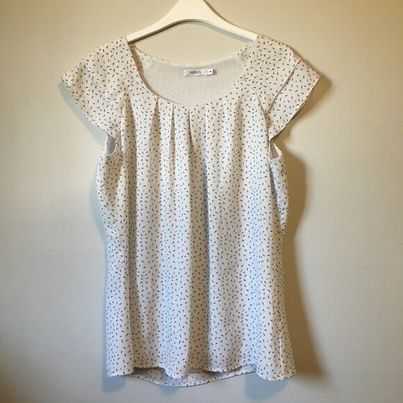 Flutter Cap Sleeve Party Cake Sprinkle Pleated Blouse - Picture 16 of 16